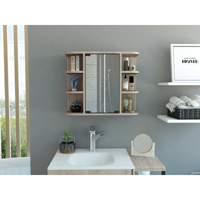 Milan Medicine Cabinet, Six External Shelves Mirror, Three Internal Shelves