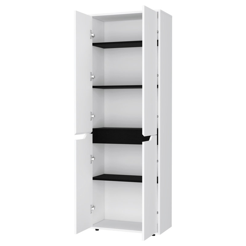 Garde-manger blanc à 5 tablettes pour l'intérieur de la cuisine - option de rangement fonctionnel pour deux armoires avec 5 tablettes à plusieurs niveaux