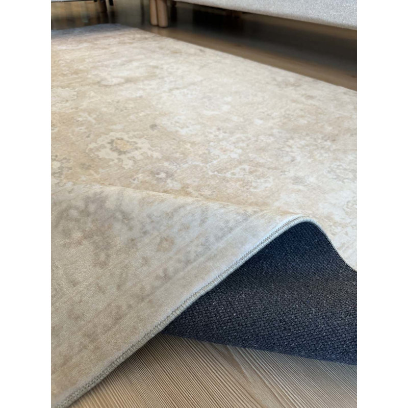 Tapis en coton avec envers antidérapant Lanney, Carré 3 pi 11 po