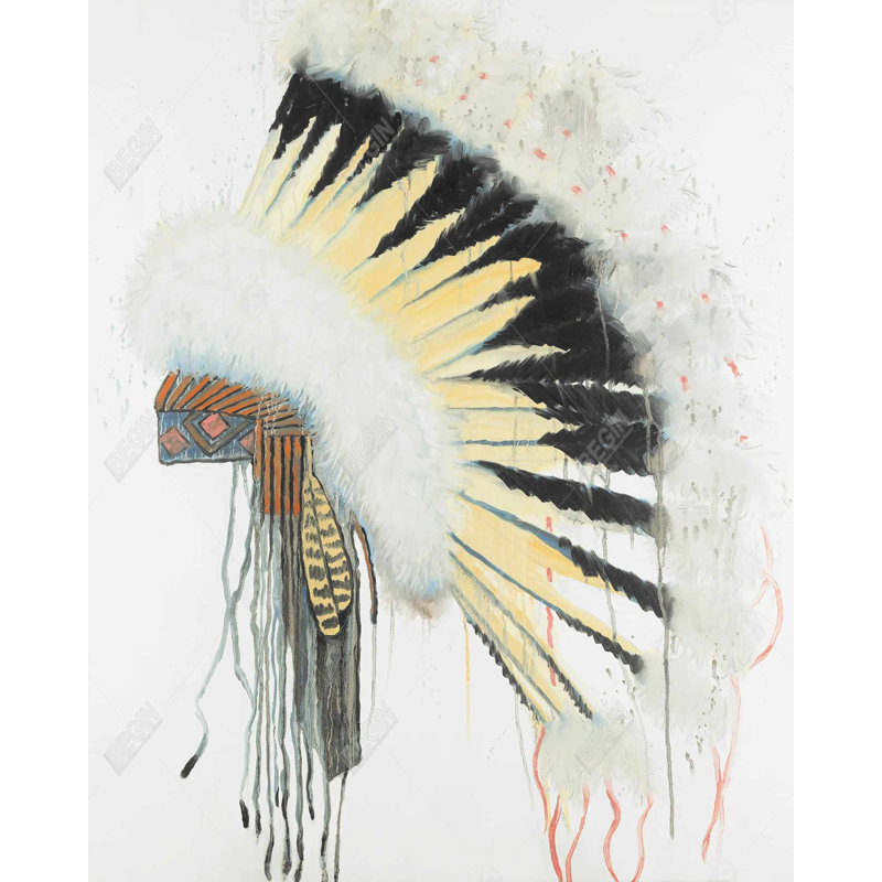 Amerindian Headdress Print On Canvas