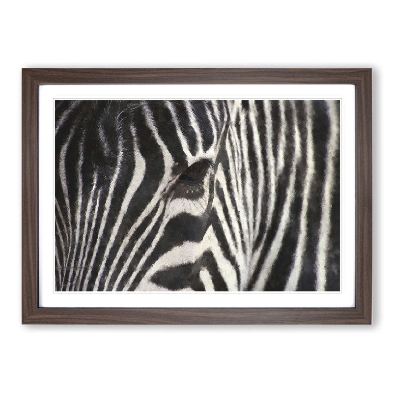 Zebra Vol.4 - Picture Frame Painting, Walnut, 36cm H x 48cm W x 2cm D