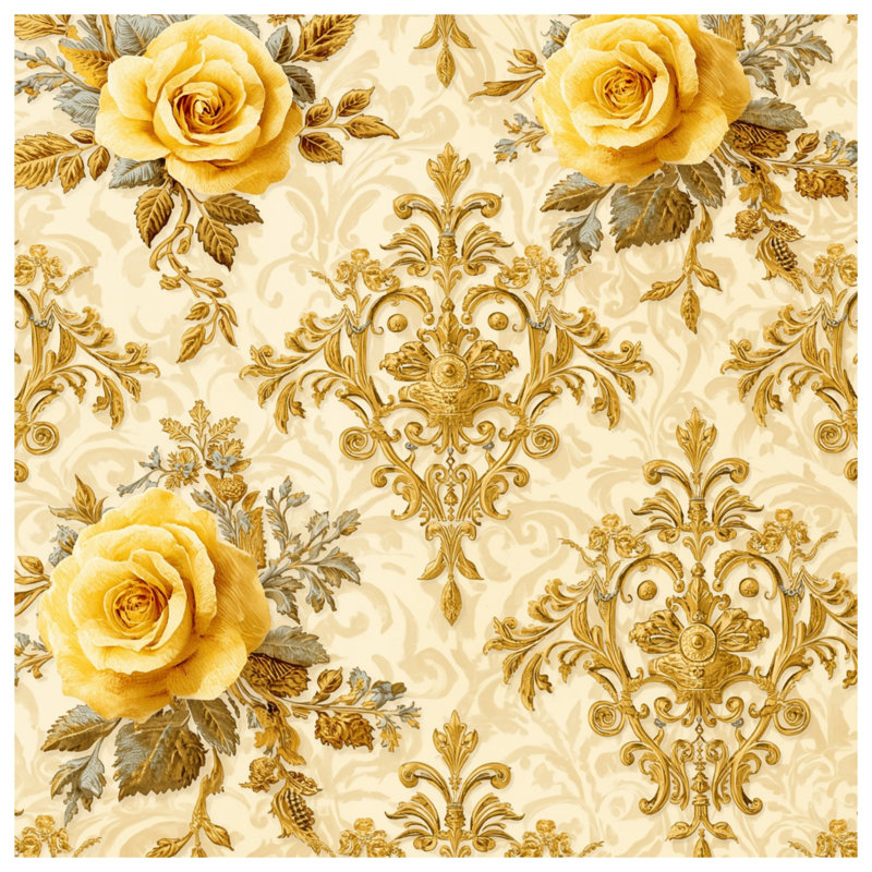 Coussins décoratifs damassés Yellow Roses, 14 x 14 inches