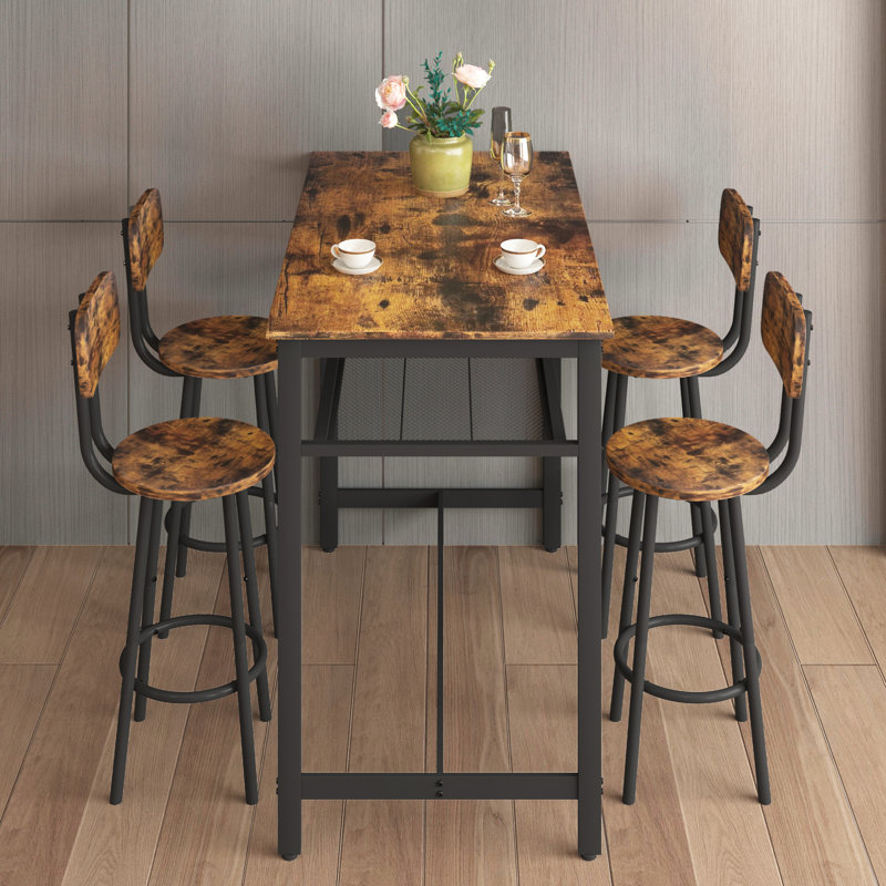 Ensemble de table de cuisine 5 pièces à hauteur de comptoir, table de bar avec 4 chaises