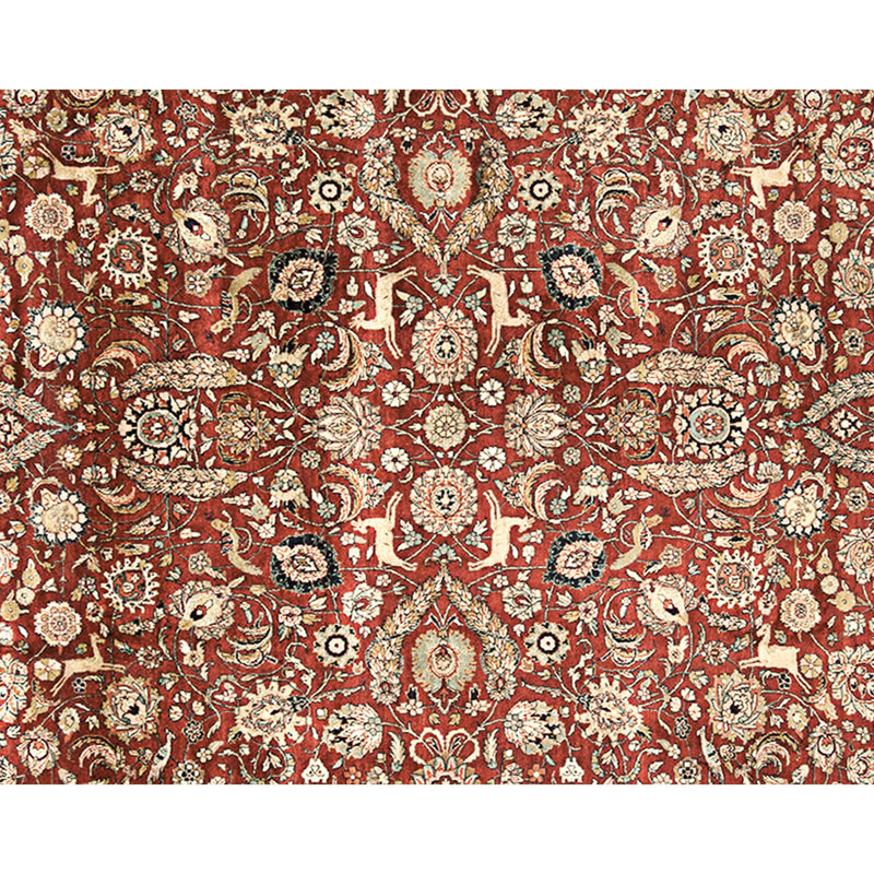 Tapis rouge et bleu noué à la main de haute qualité