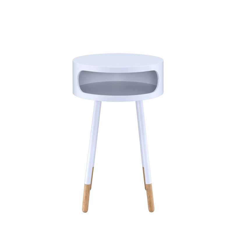 Table d'appoint ronde blanche naturelle avec tiroir pratique - contemporaine et élégante pour organiser de petits objets