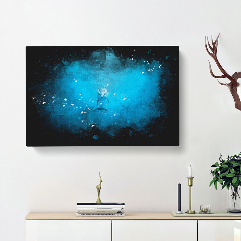 Lone Dolphin - Wrapped Canvas, 60cm H x 91cm W x 4cm D