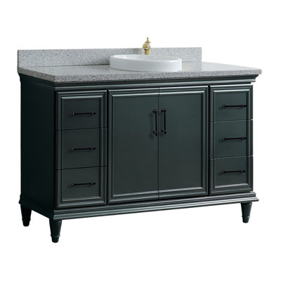 Finition de meuble-lavabo simple avec granite galaxie et lavabo rond