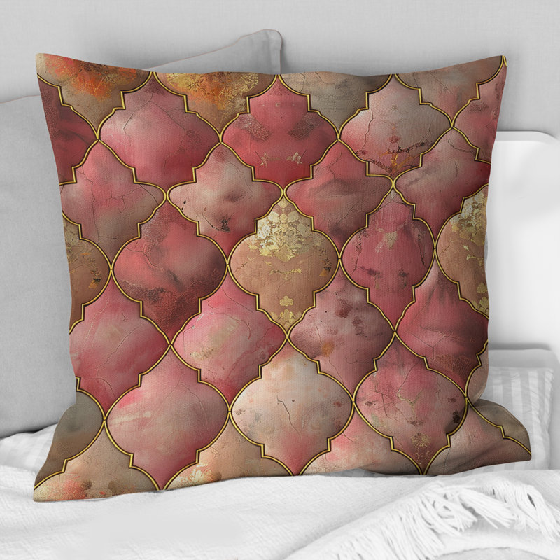 Soft Pink Glamour Luxe I - Transitional Throw Pillow, 16"H x 16"W