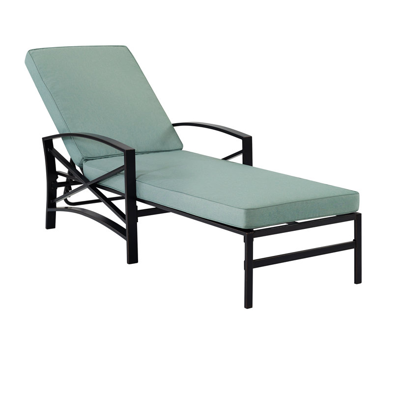 Chaise longue simple inclinable avec coussin Tarpley, Brume, Bronze