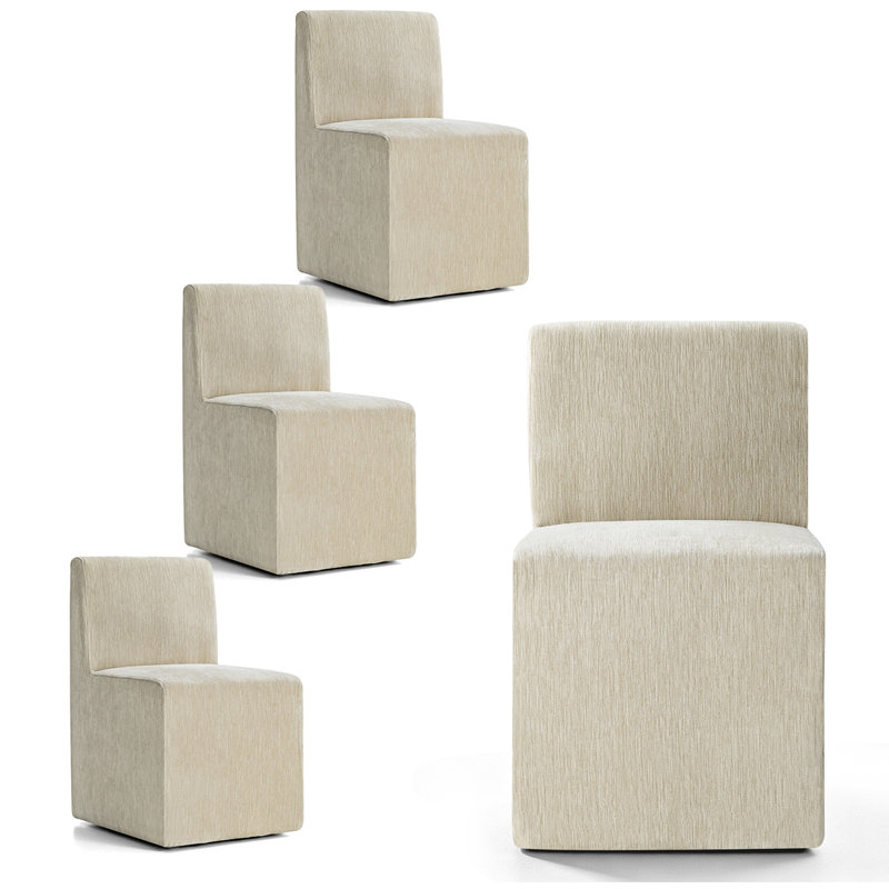 Chaises de salle à manger rembourrées avec roulettes cachées Modern Chenille, 4, Gruau