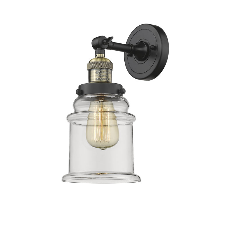 Galaviz Dimmable Bath Sconce, 6 Watt Vinage LED Bulb, Clear, Black Antique Brass