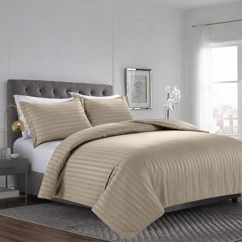 Imperial Homeware London Microfiber Striped Duvet Cover Set with Pillowcases, Single Duvet Cover + 1 Pillowcase