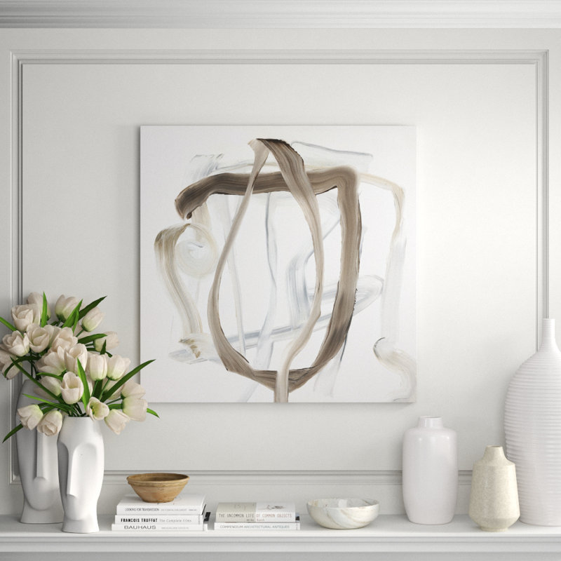 Whirl Print by Barclay Butera, 47" H x 47" W, Hand Embellishment Silver