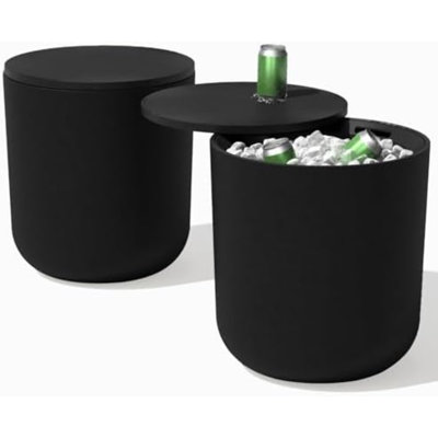 Table d'appoint Cooler - Table d'appoint d'extérieur 2 en 1 avec glacière | Capacité isolée de 40 L | Décoration moderne pour l'accueil, le barbecue, le bord de la piscine