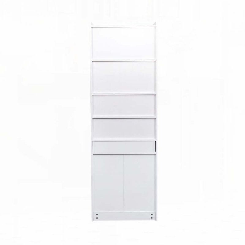 Fold-Out Convertible Writing Table, Desk Cabinet with shelf and drawer, White