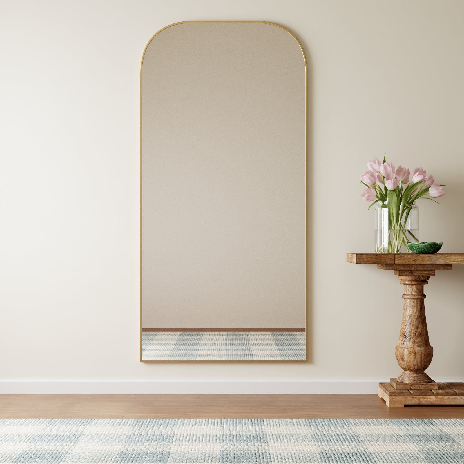 Sabine Metal Wide Arch Wall Mirror, 72" x 35", Brass