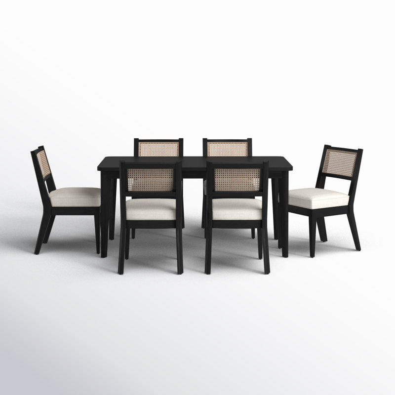 Landeros Rectangular 35'' L x 65'' W Dining Set, Black