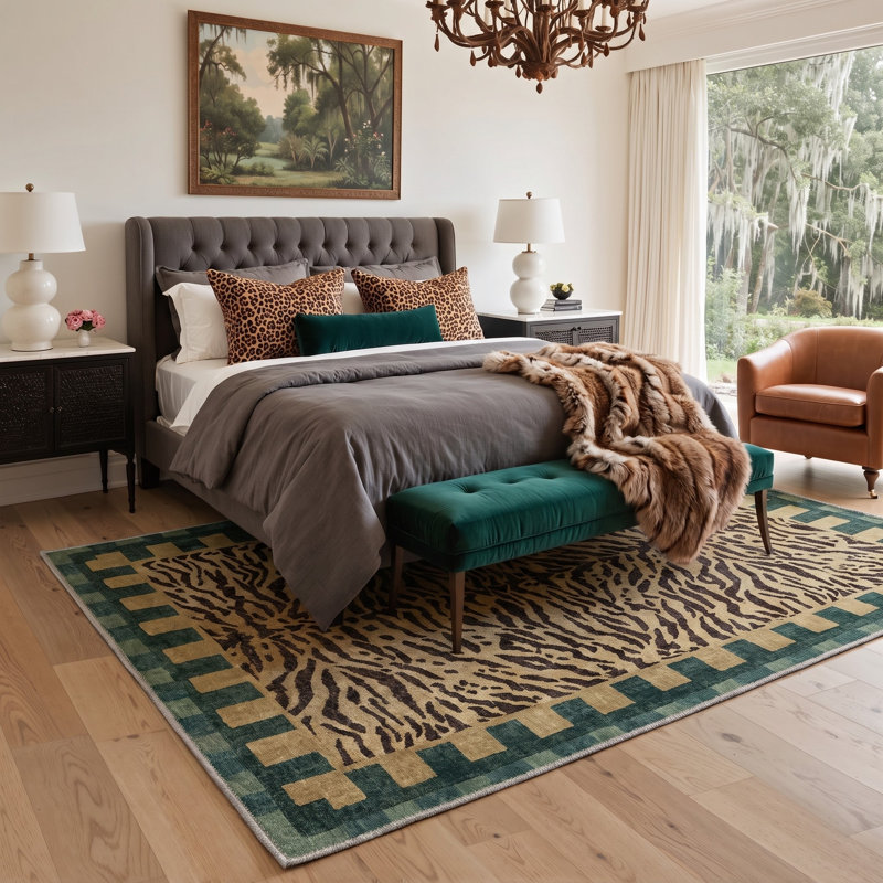 Tapis vert / brun Alissa Zagora, Rectangle 6 pi x 9 pi