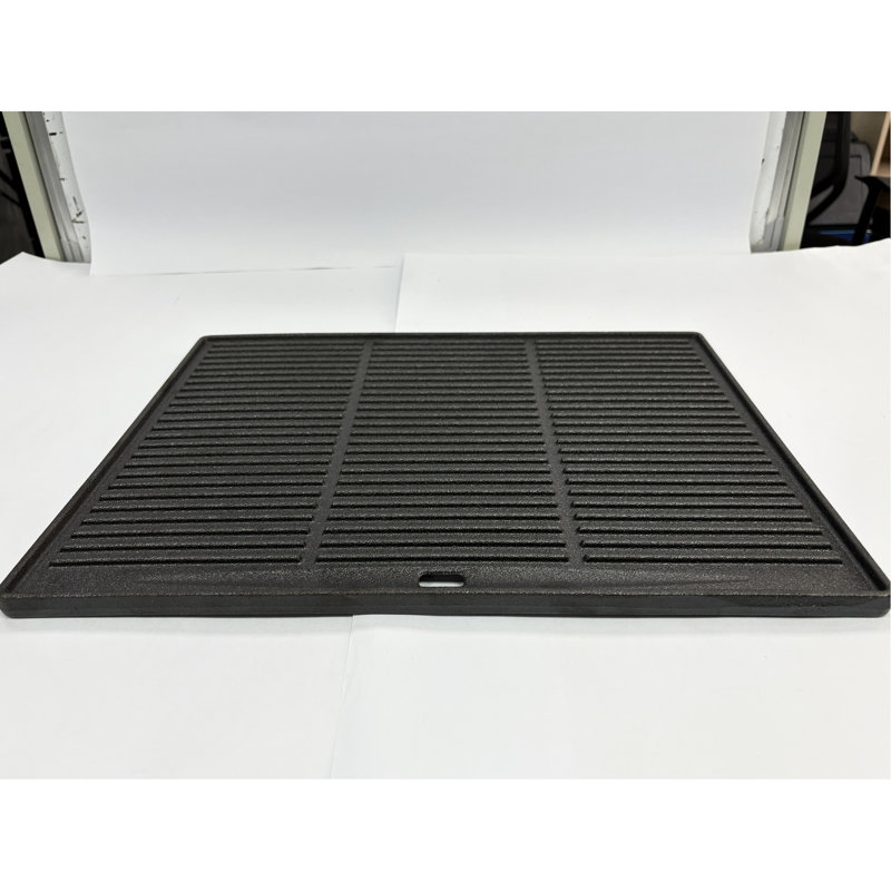 Barbecue en fonte réversible 18 po x 14 po - Carré, plat et inégal, idéal pour steak, nettoyable, carré équilibré en chaleur fiable, idéal pour steak, équilibré, qualité