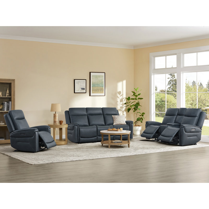 Canapé en cuir véritable Super Zero Gravity, H 41,73 po x l 83,46 po x P 37,8 po, 3, Marine