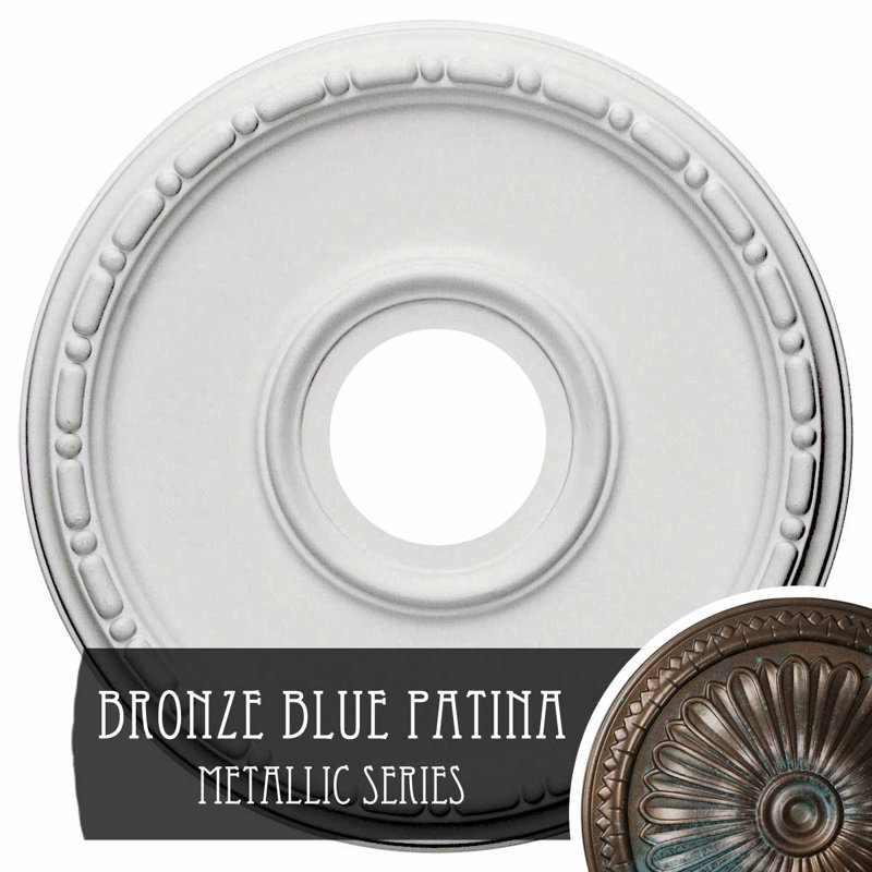 Médaillon de plafond H 16,5 po x l 16,5 po x P 1,5 po Medea, Patine bleue bronze
