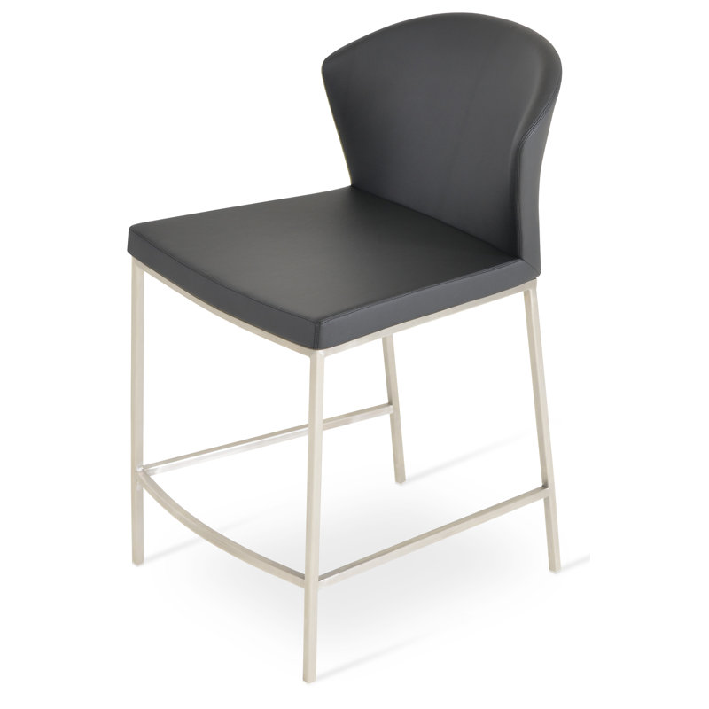 Capri Metal Bar Stool, Black Faux Leather