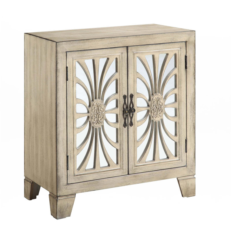 Console blanc antique avec portes en miroir