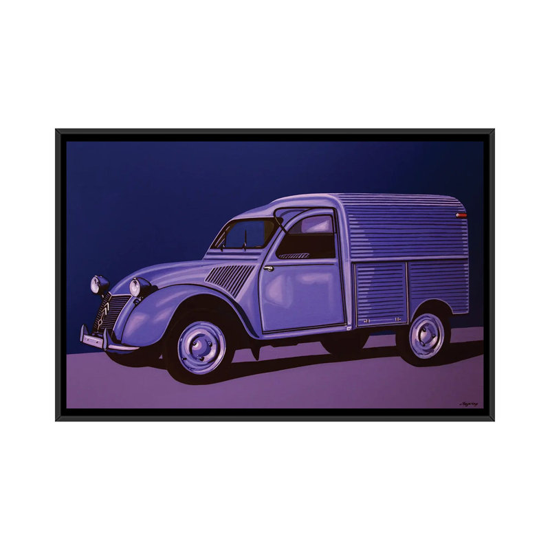 Citroen 2CV AZU 1957 by Paul Meijering - Painting on Canvas, Black Floater Frame, 66.04 cm H x 45.72 cm W
