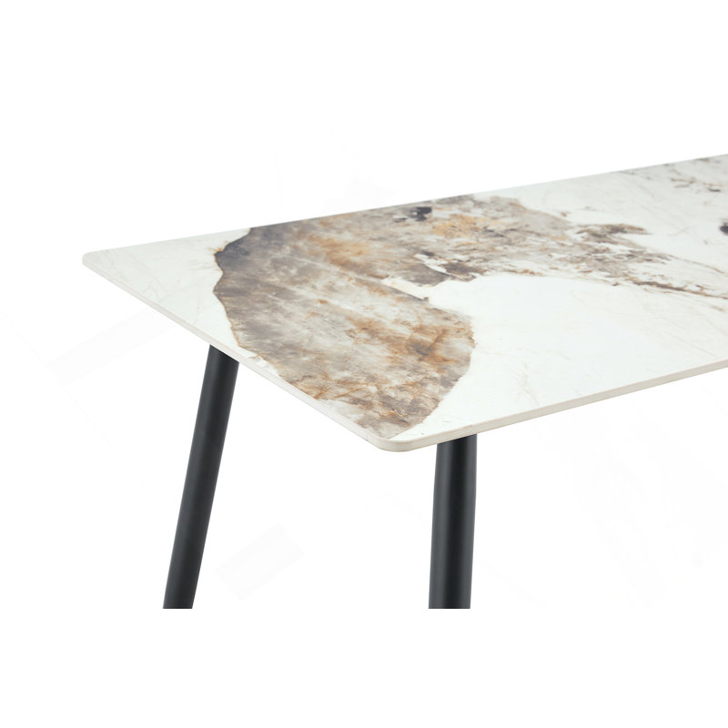 Modern Rectangular Dining Table, Premium Sintered Stone Tabletop With Sturdy Base, Heat-Resistant & Scratch-Resistant Kitchen And Dining Room Table(Pandora, 1 Table)