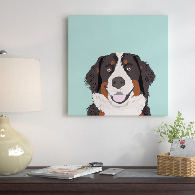 Bernese Mountain Dog, impression sur toile tendue, H 18 po x l 18 po x P 1,5 po, Toile avec cadre noir, Pas de tapis
