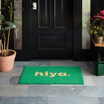 TOWN & COUNTRY LIVING Hiya Painted Welcome Non-Slip Indoor Outdoor Door Mat
