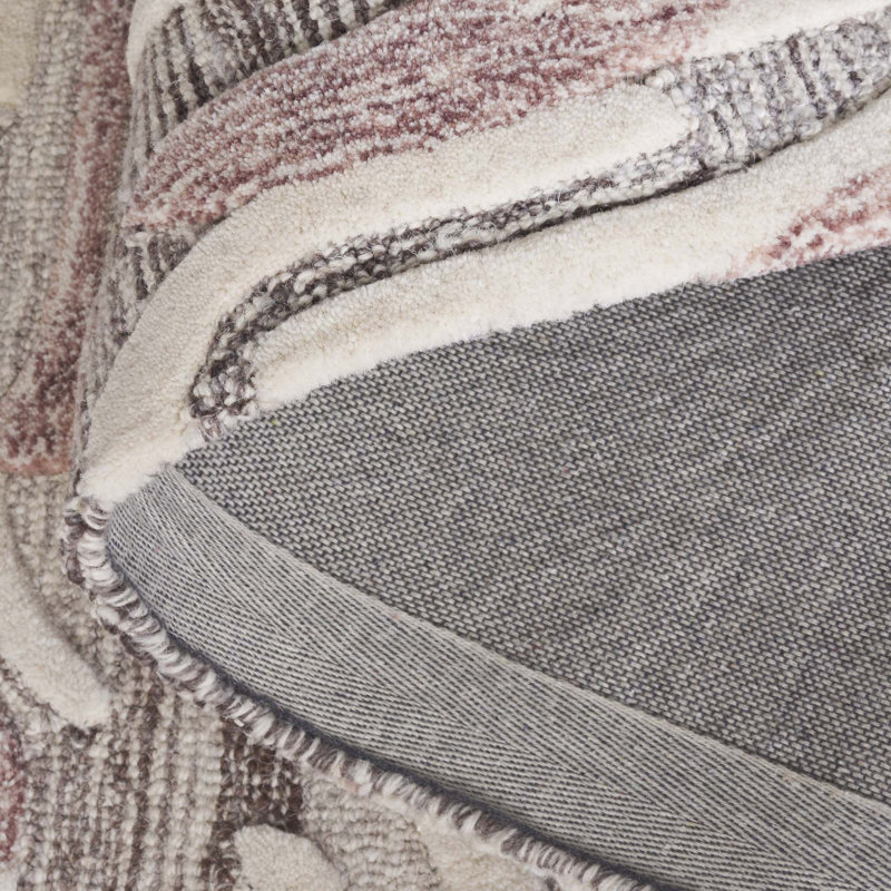 Tapis rose / ivoire en laine / coton touffeté à la main Glendell 740, Rectangle 5 pi x 8 pi