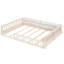 Lit plateforme tapissier beige avec garde-corps et coussin - aucun sommier nécessaire pour plus de commodité dans une structure stable et moelleuse
