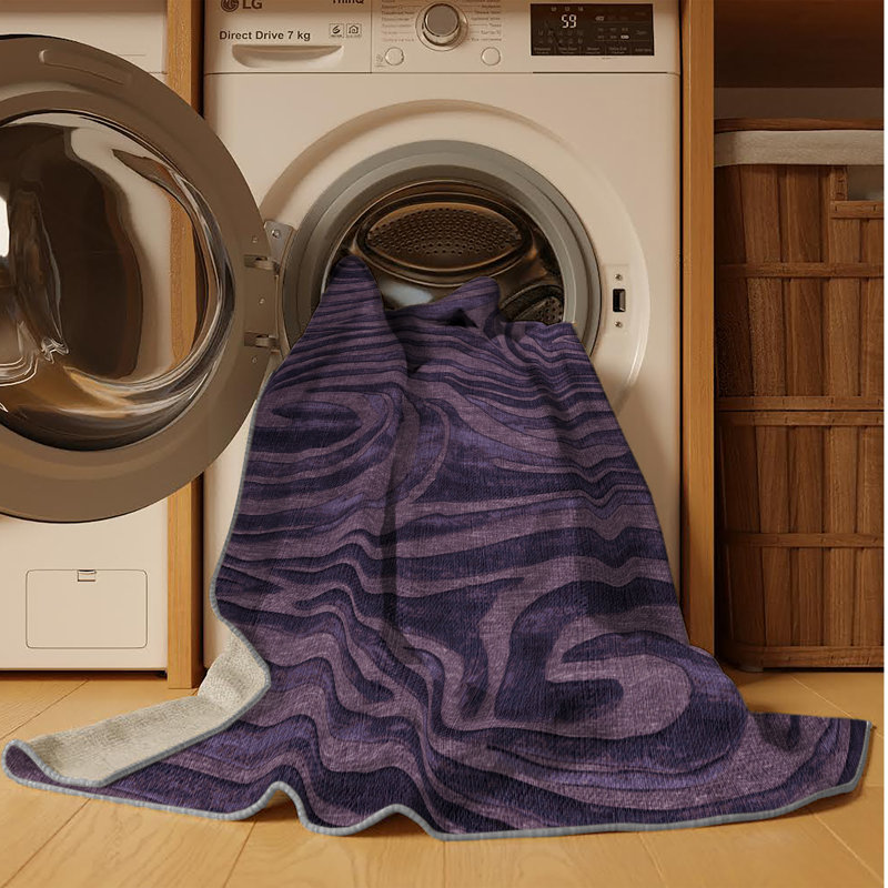 Tapis mauve lavable à la machine, Tapis de couloir 2 pi x 5 pi