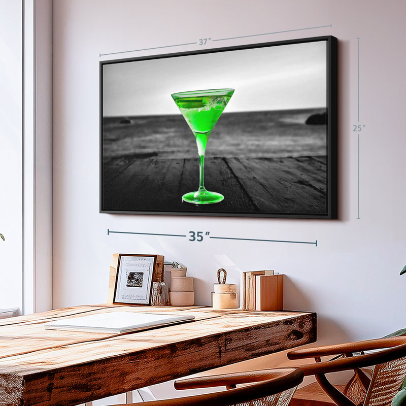 " Pop Green Martini Canvas Print ", 13" H x 19" W