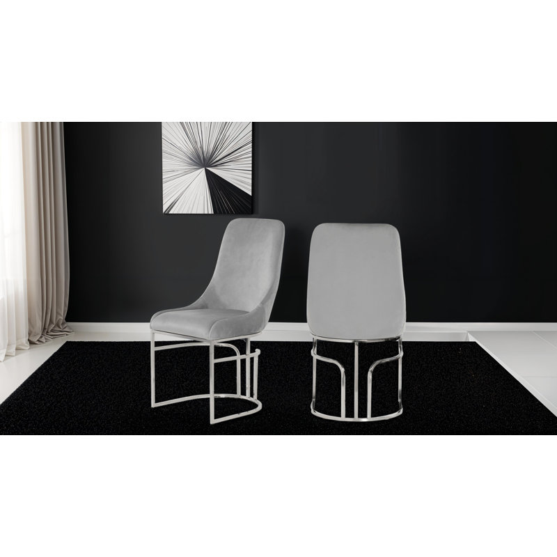 Chaises de salle à manger rembourrées Zular, Gris, Acier inoxydable