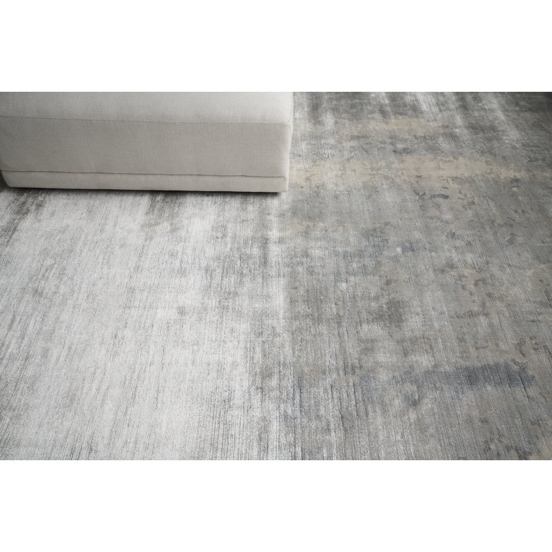 Koda Handmade Synthetic Silver/Blue/Brown Area Rug, Rectangle 8' x 10'