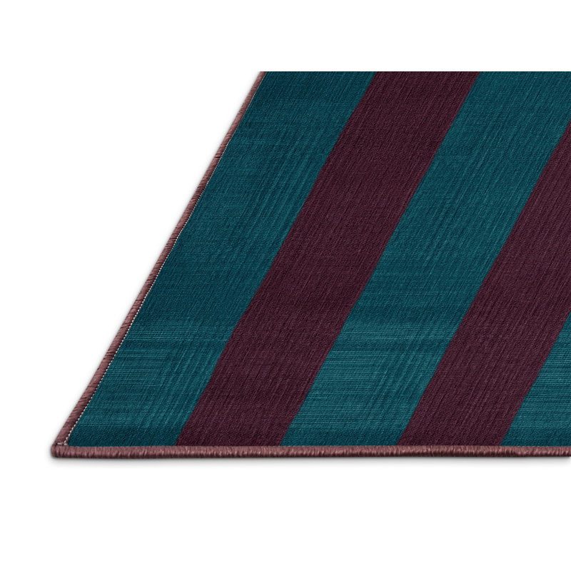 Tapis rouge à carreaux lavable à la machine, Rond 4 pi