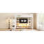 Lit mezzanine en métal blanc avec meuble télé, escalier et armoire pleine grandeur - Look tendance-680705737