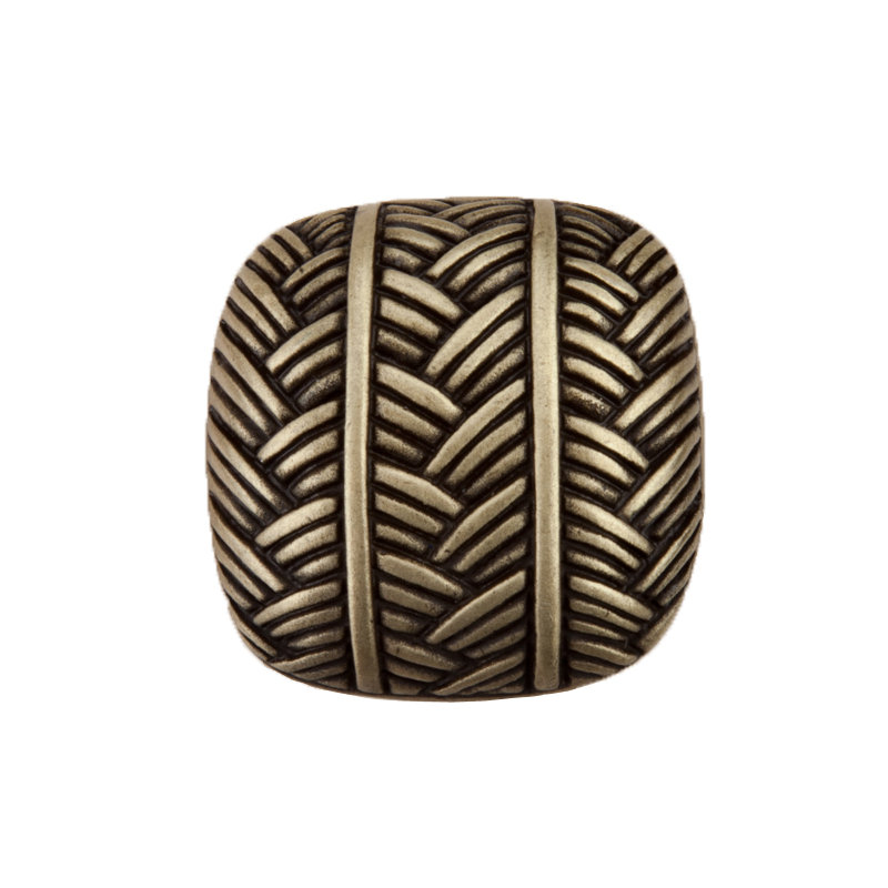 Woven Square Cabinet Knob, Antique Brass