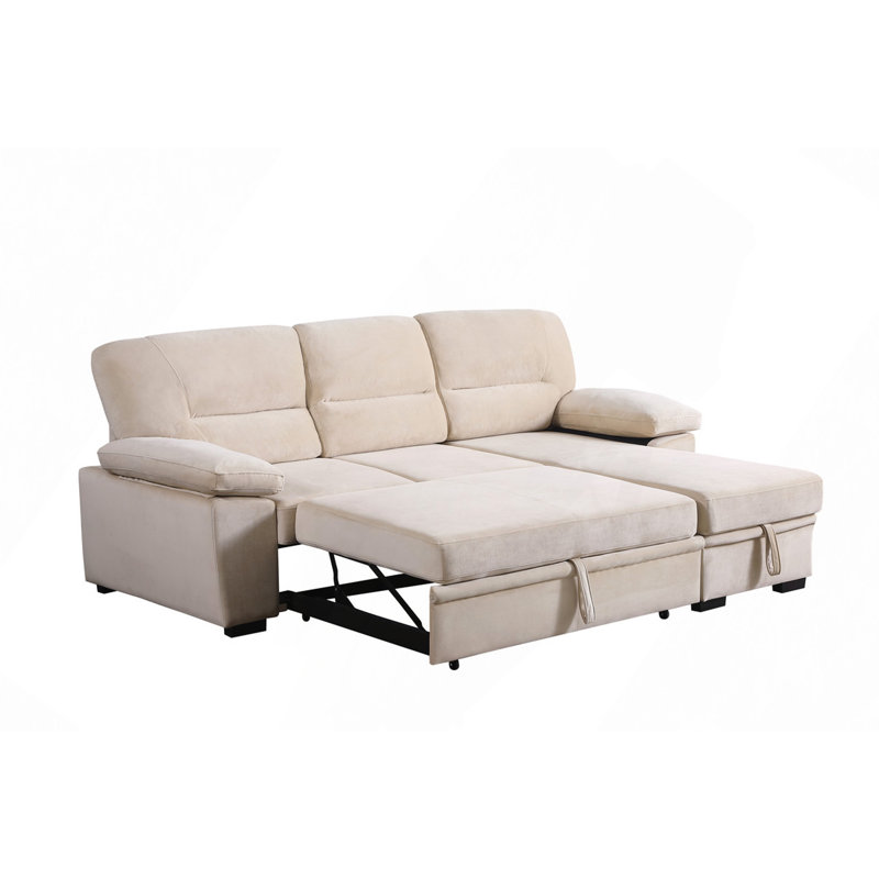 Canapé modulaire, canapé-lit modulaire réversible en tissu de velours de 97,5 po, Beige