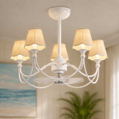 Ventilateur de plafond 28 po à 5 lumières avec 28 lumières et peinture blanche 28 po