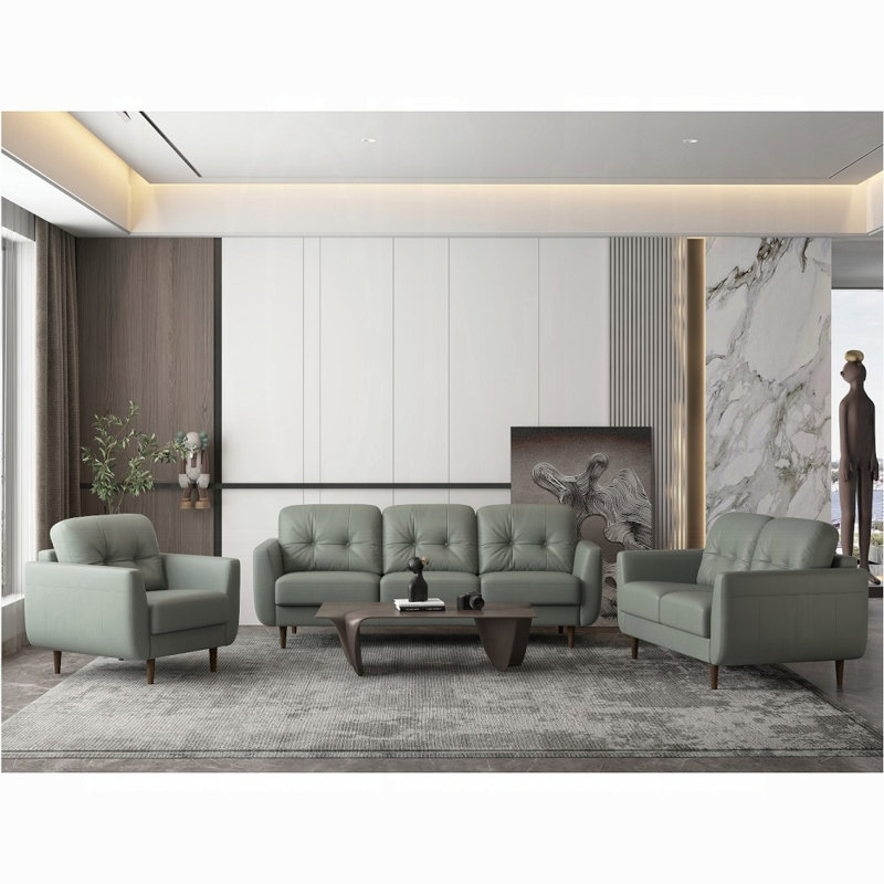 Causeuse en cuir Radwan, Vert