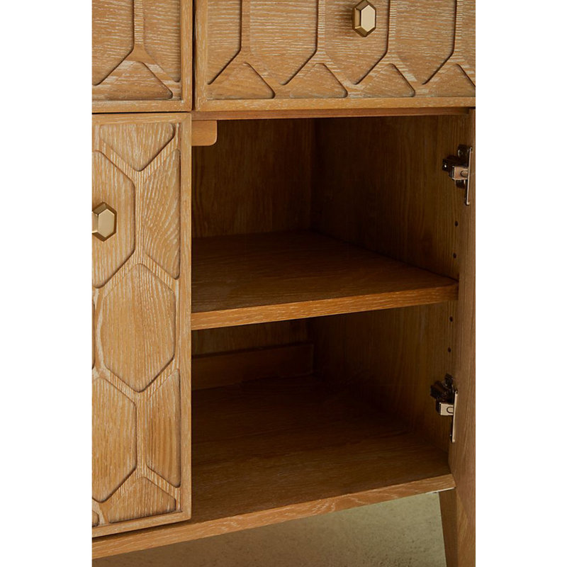 Buffet décoratif rétro en bois massif, Brun orangé