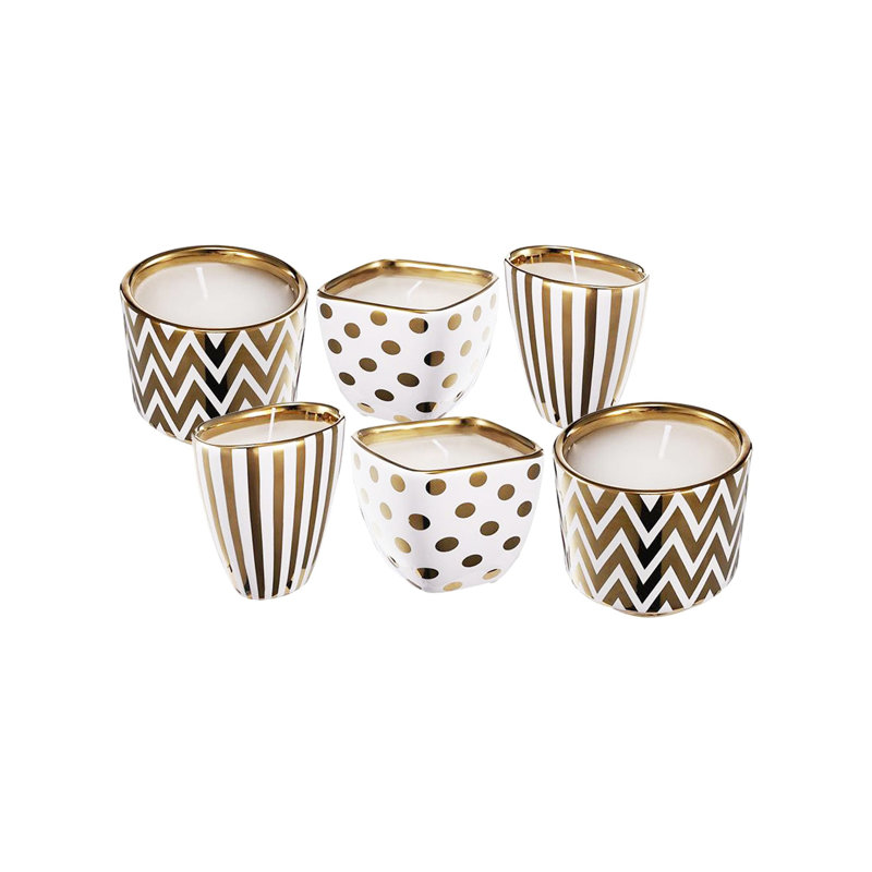 Bougies Bling - ensemble de 6 - 3 po de diamètre x 3 po - or