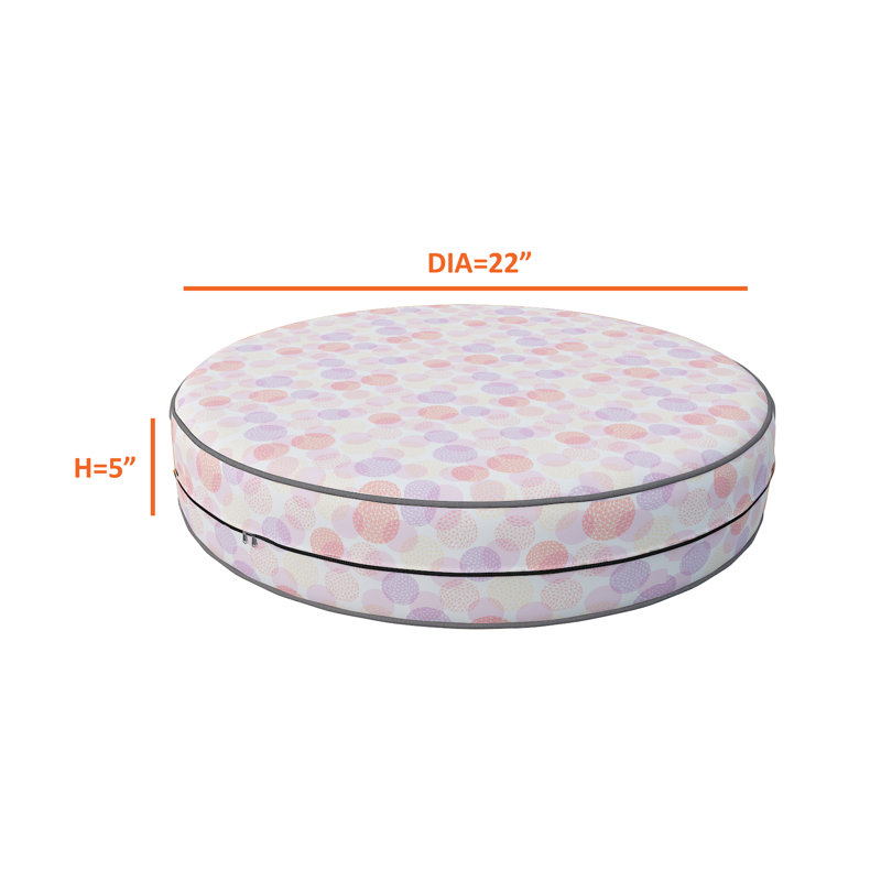 Decorative Indoor Outdoor Waterproof Round Cushion Cover, Patio Bar Stool UV Resistant Seat Cover, 5'' H x 22'' W