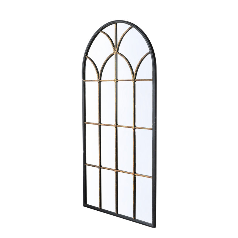 34X65.5" Arched Mirror With Black And Gold Pattern, Adding Character To Bedroom Living Room Full - Length Design, Ideal For Areas Decor, Dimension Ensembles