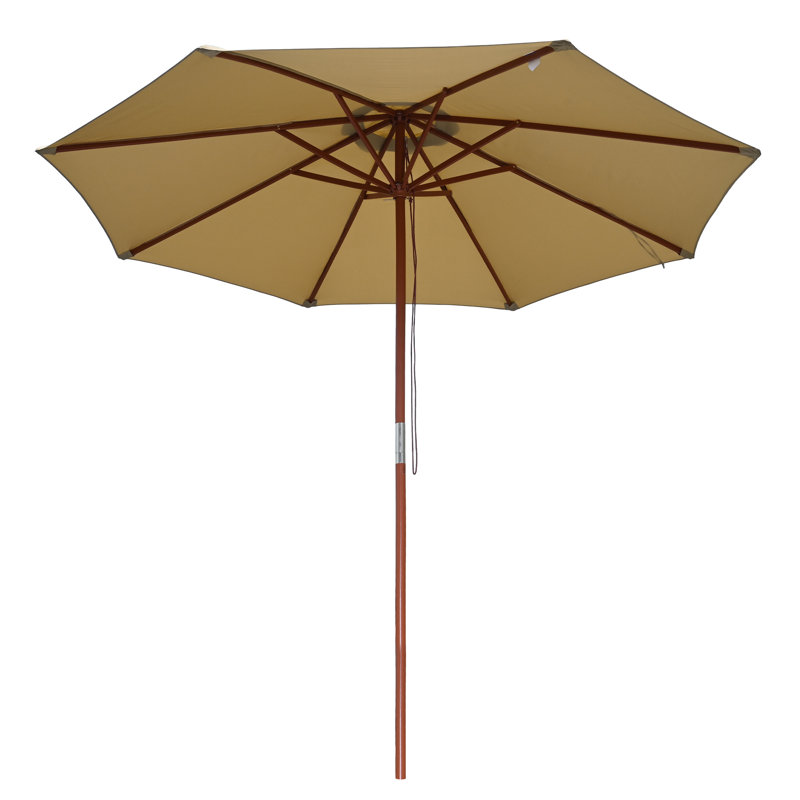 Poulie pour parasol de marché en bois guidé de 9 pi Guilliana, Boho Tan