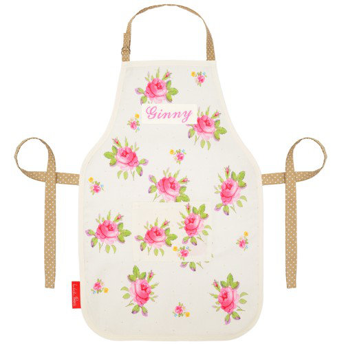 Vintage Rose Floral Bib Apron, Cream