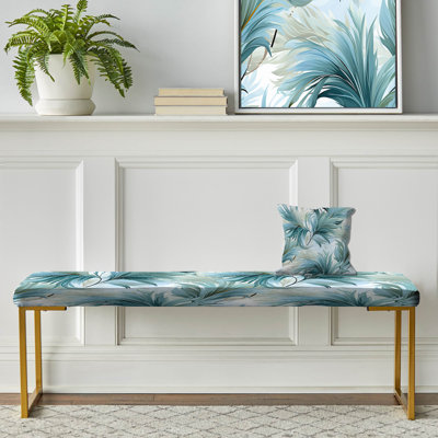 Banc floral rembourré or